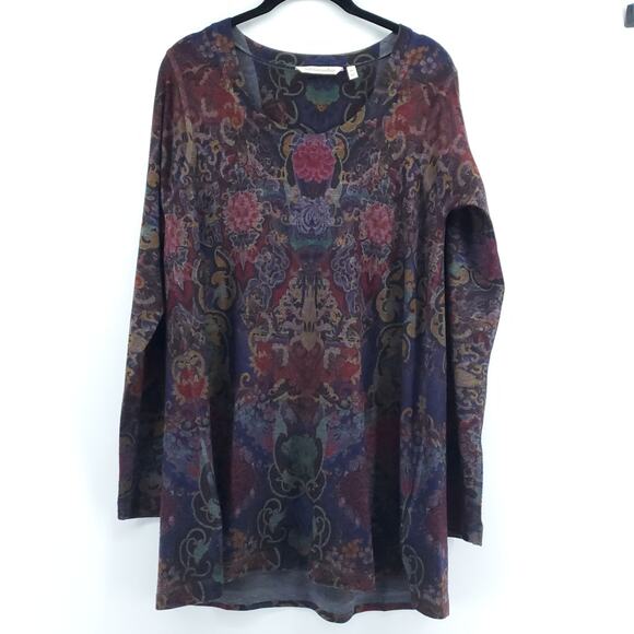 Soft Surrounding Boho Luxury Dark Regal Tapestry Tunic Scoop Neck Crop Sleeve XS - Picture 1 of 9